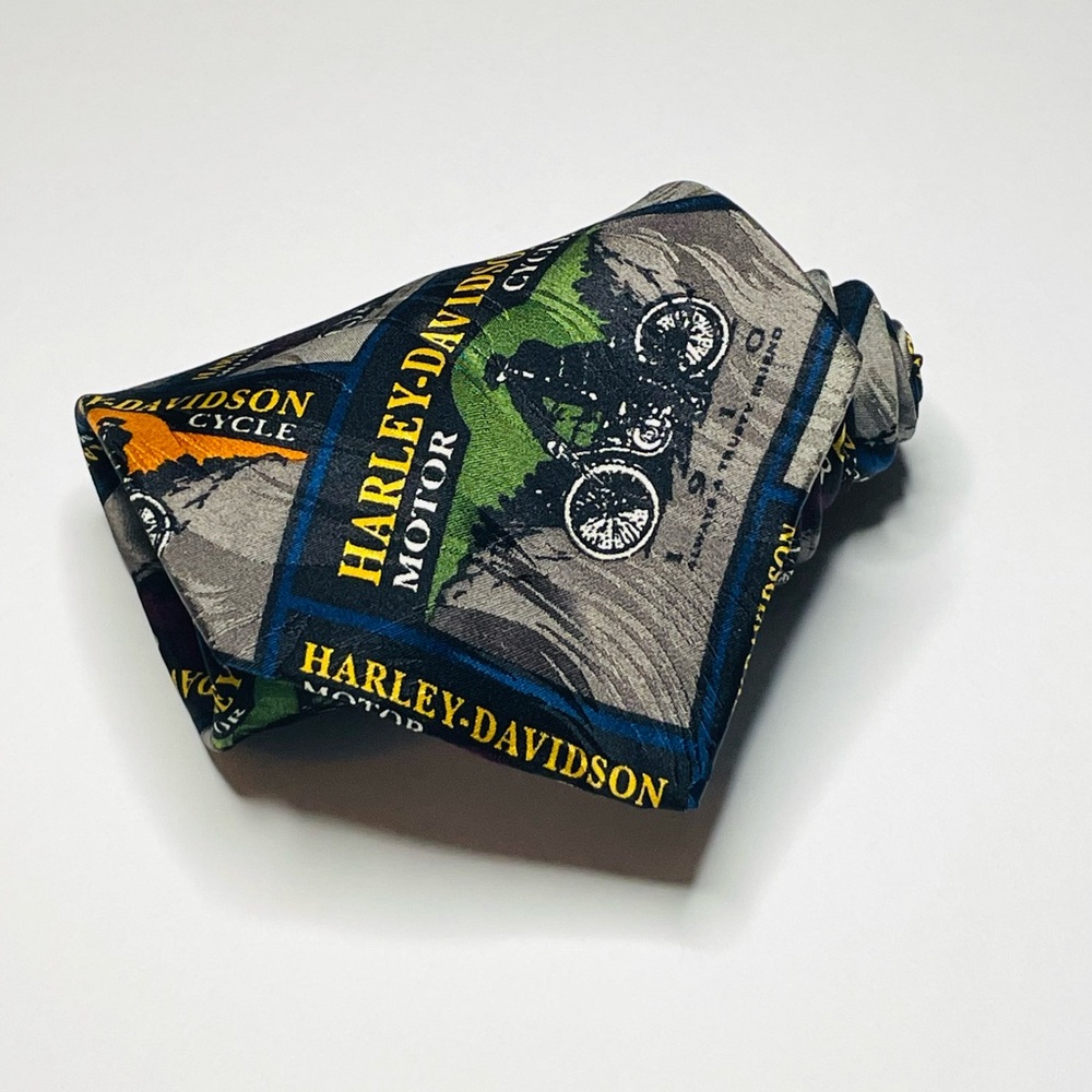 Harley Davidson Motorcycles 1910 Men Necktie Tie Ralph Marlin Vintage 90’s
